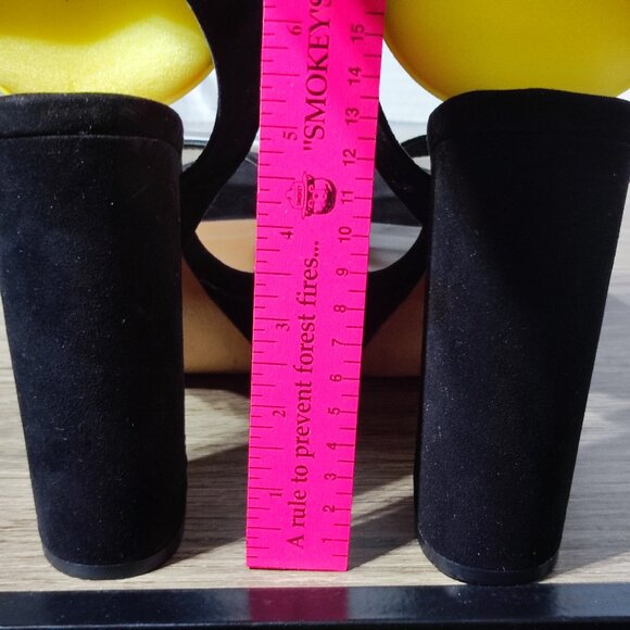 Steve Madden Kali Chunky Heels women's size 8.5 black flocked fabric - Picture 6 of 11